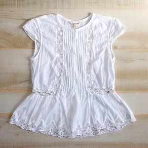 Rebecca Taylor White Lace Gauze Top Blouse Crochet Romantic Victorian Sz 2 Small